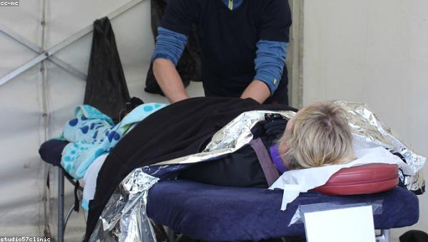 Sports massage on a physio table