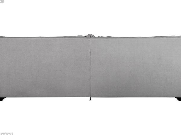 Grey three-seater fabric sofa