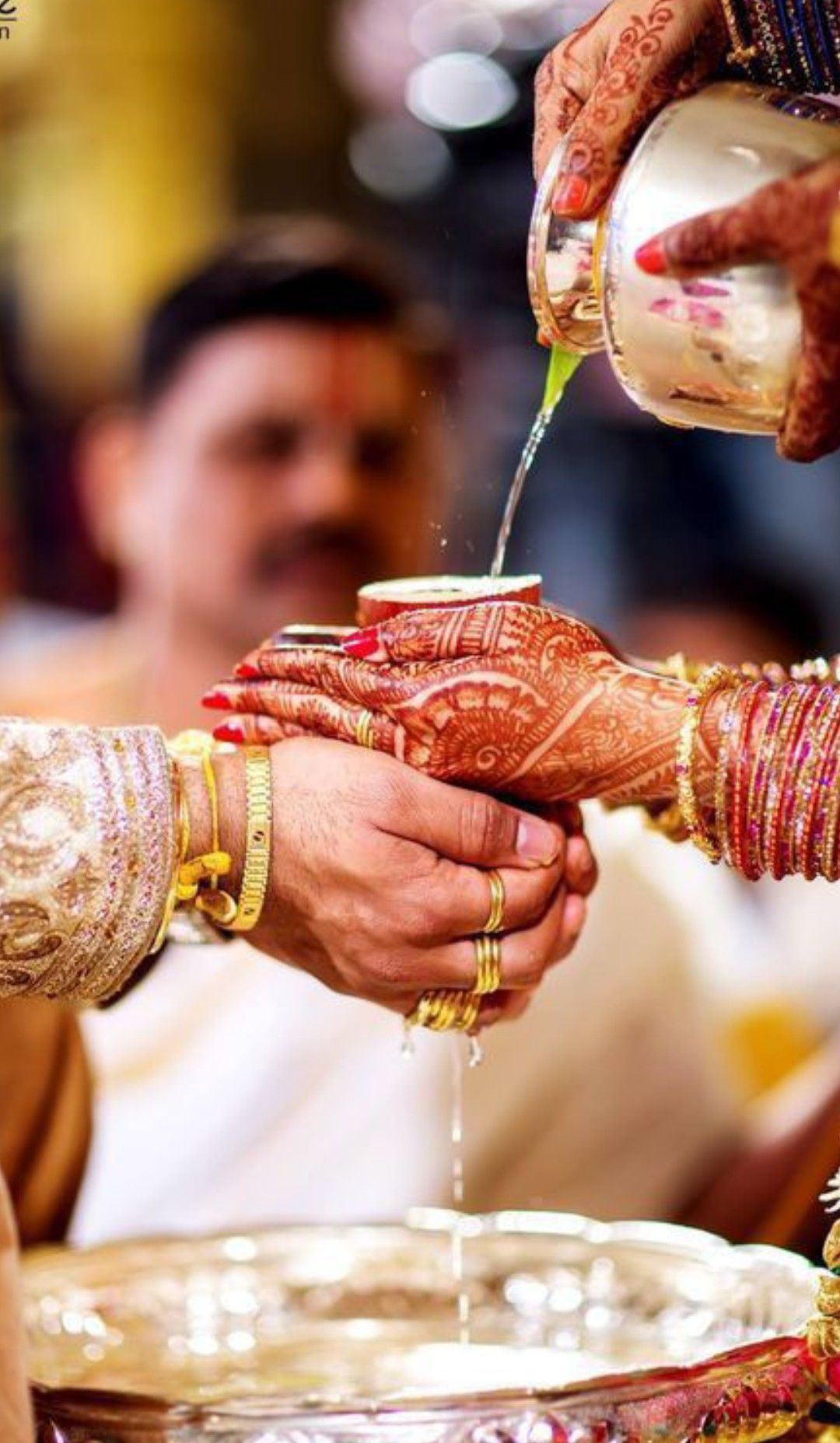 Puja thali and ritual items arranged for a wedding ceremony